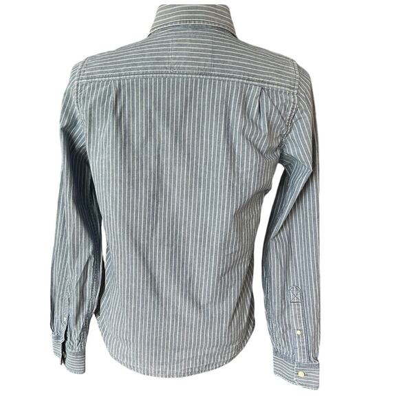 Abercrombie & Fitch Muscle Denim Striped Button Up Shirt Men's Size S Irregular - Picture 3 of 11